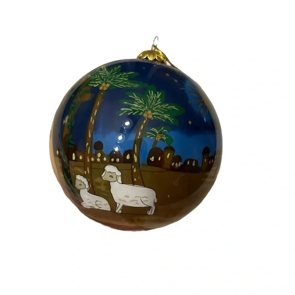 Vintage Pier 1 Li Bien Nativity Christmas Ornament Retired Hand Painted